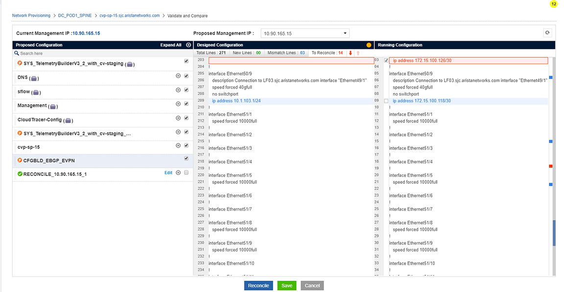 CloudVision Reconciling Configuration Differences Arista